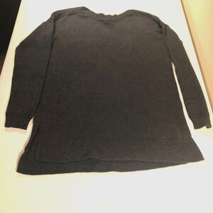 Womens Rib Knit Trim Sweater Gray Medium Dark Academia Minimalist Grunge Preppy